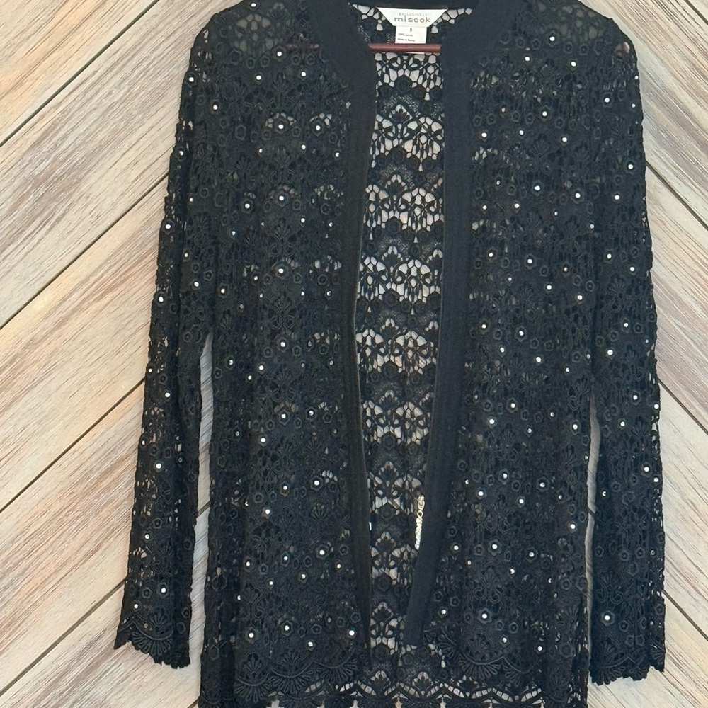 Misook Black Lace Cardigan